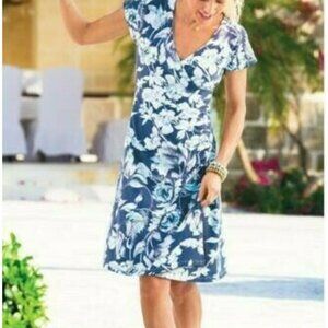 Soft Surroundings Blue and White Floral Midi Dress